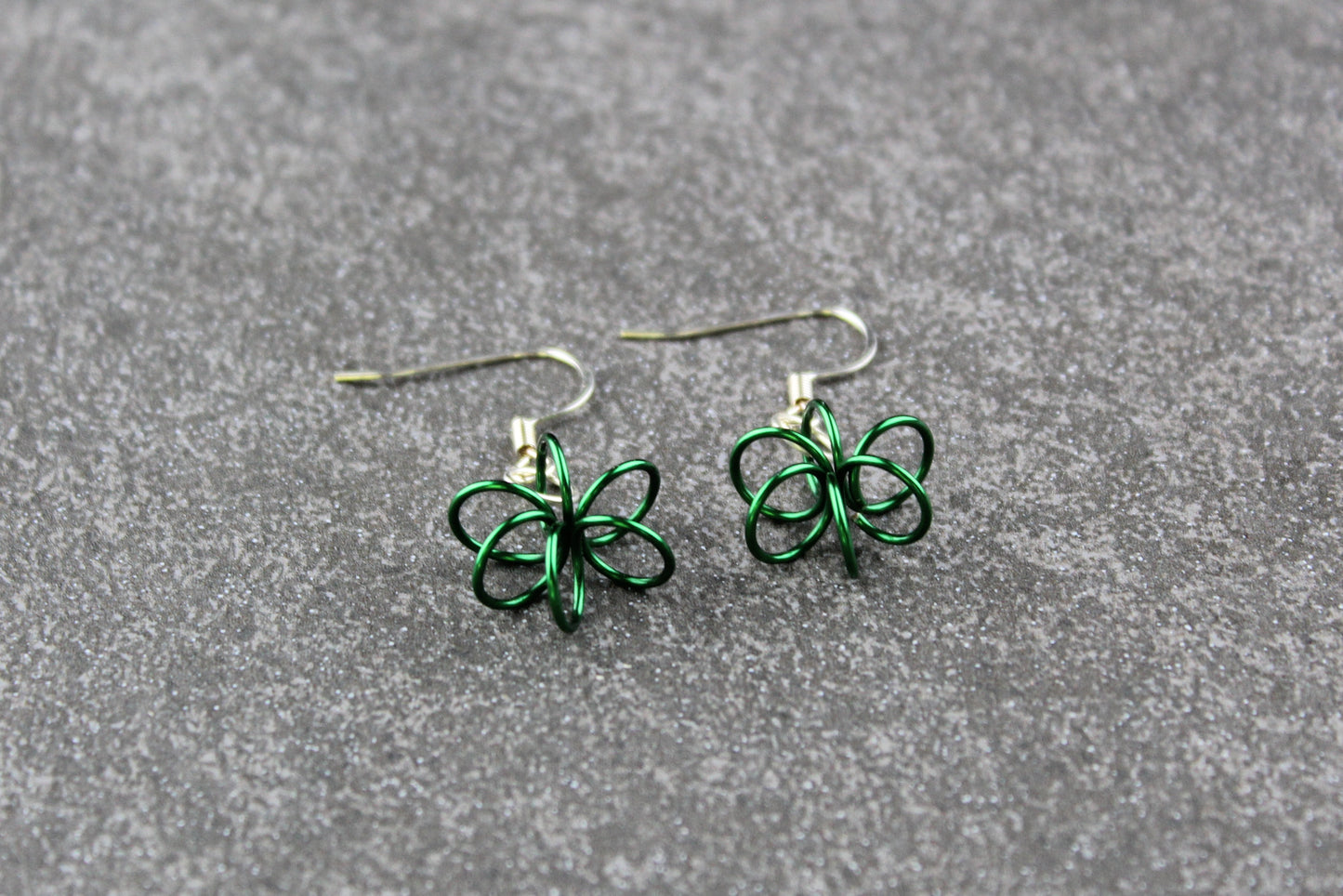 Dark  Green Spring Flower Earrings - Ear wire