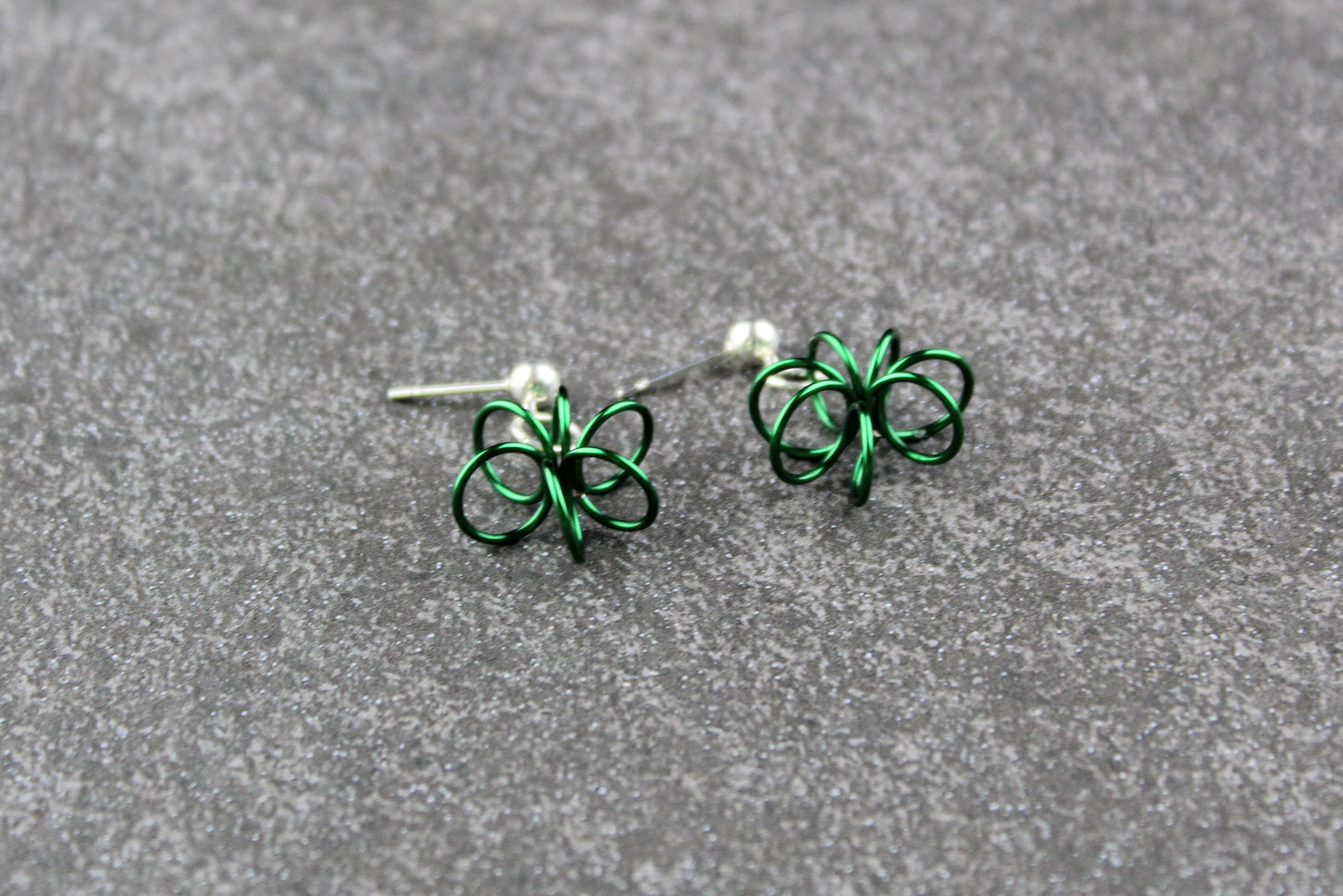 Dark Green Spring Flower Earrings - post