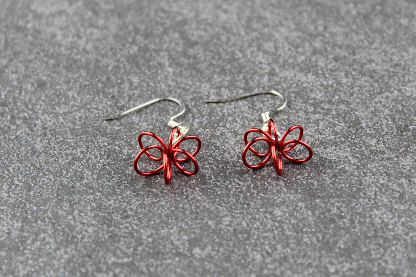 Red Spring Flower Earrings - ear wire