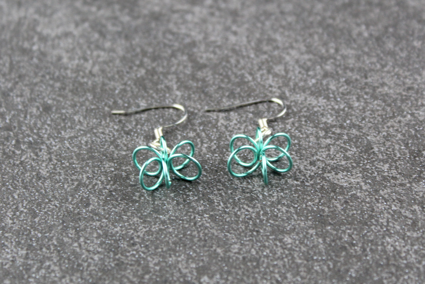 Sea Green Spring Flower Earrings - ear wire