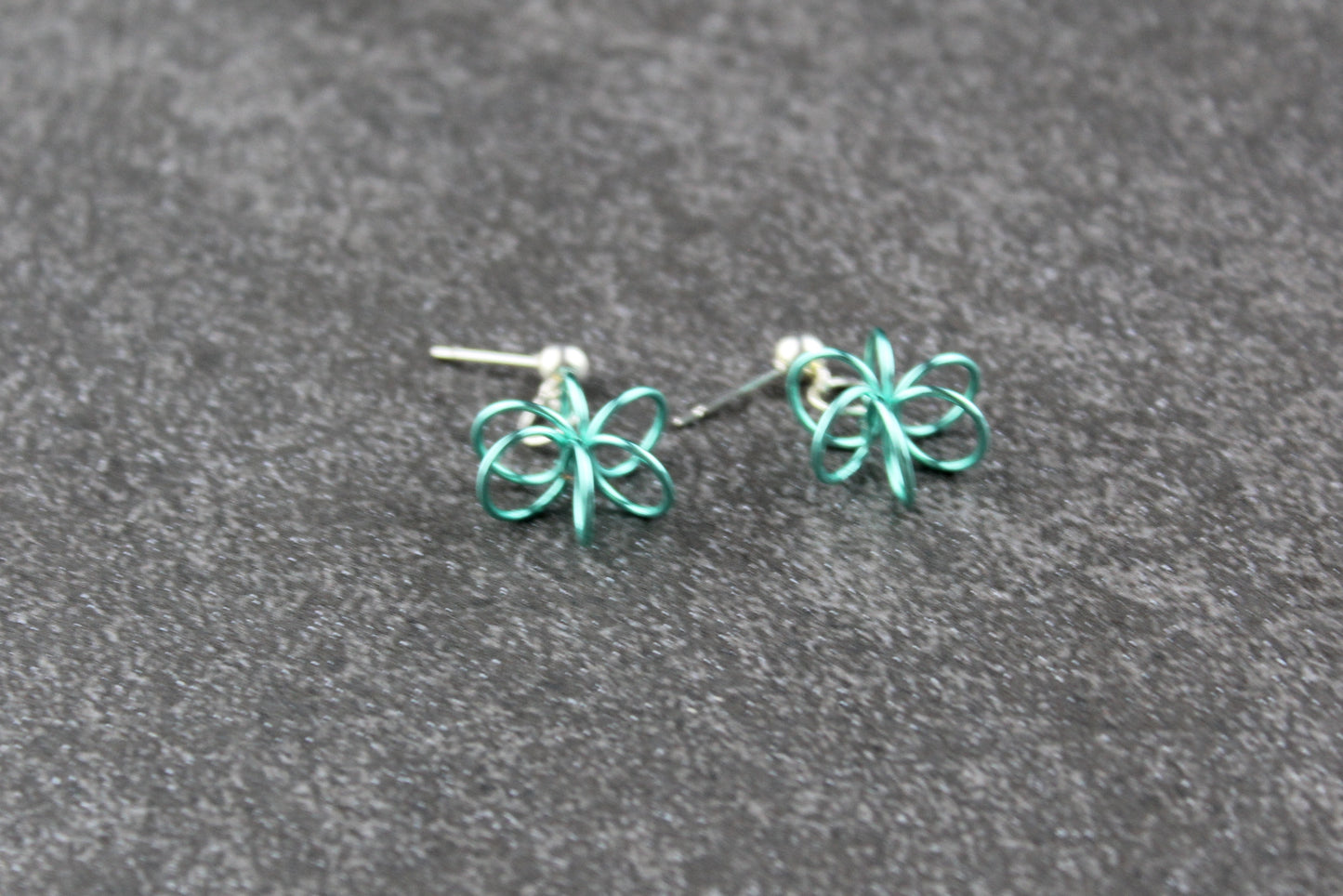 Sea Green Spring Flower Earrings - post