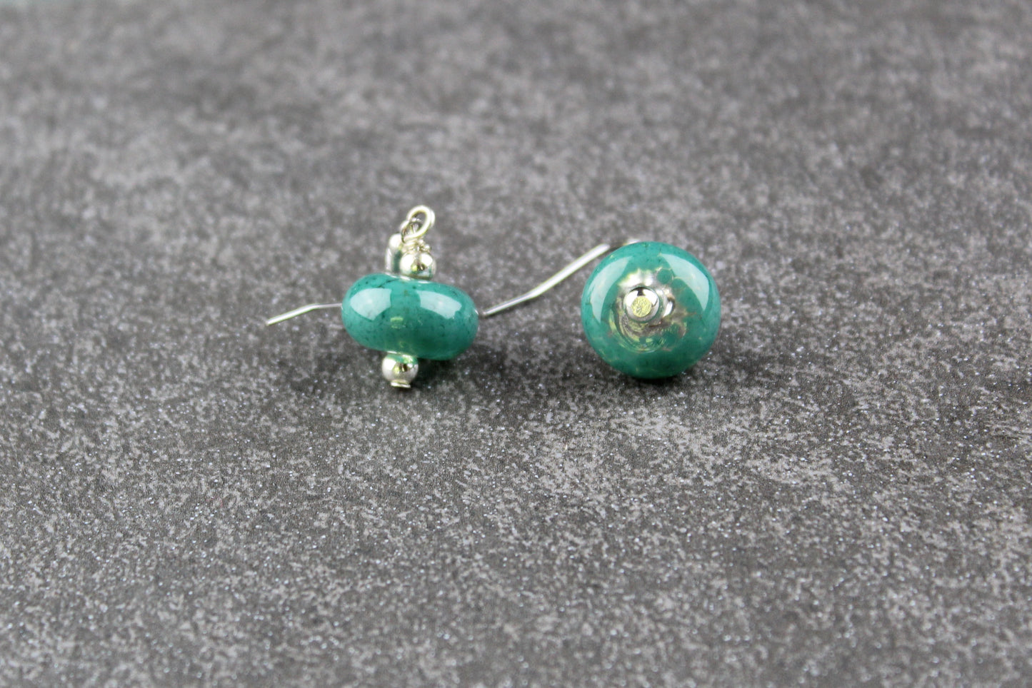 Turquoise Handblown Glass Earrings - ear wire